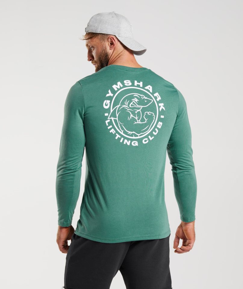 Koszulki Gymshark Legacy Long Sleeve Męskie Zielone | PL 958YRF